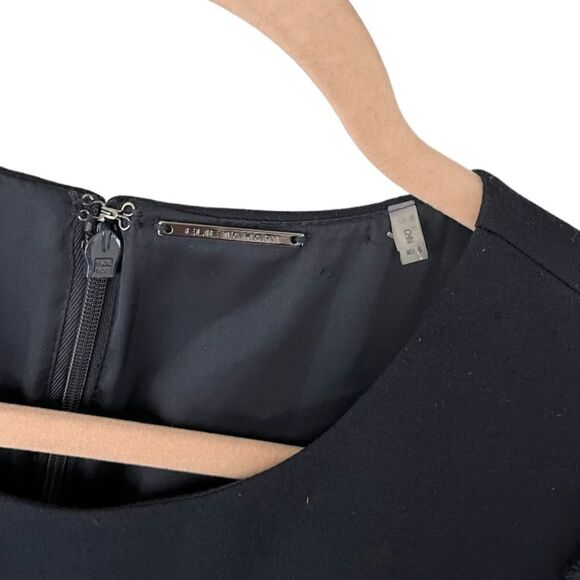 ELIE TAHARI | Navy Lace Sleeved Midi Cocktail Dress (6) - Picture 5 of 6